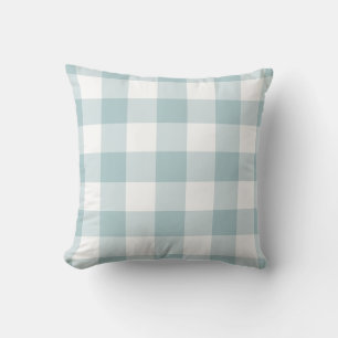 Pastel Blue och White Gingham Mönster Kudde