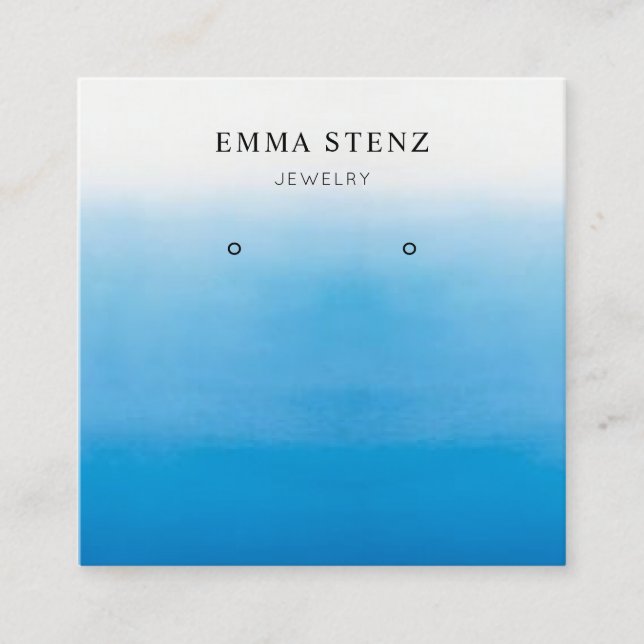 Pastel Blue Ombre Beach Theme Earring Visning Card Fyrkantigt Visitkort (Framsida)