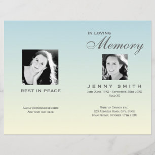 Pastel Blue Ombré Order of Service Funeral Program