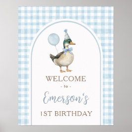 Pastel Blue One Lucky Anka 1:a födelsedag Poster