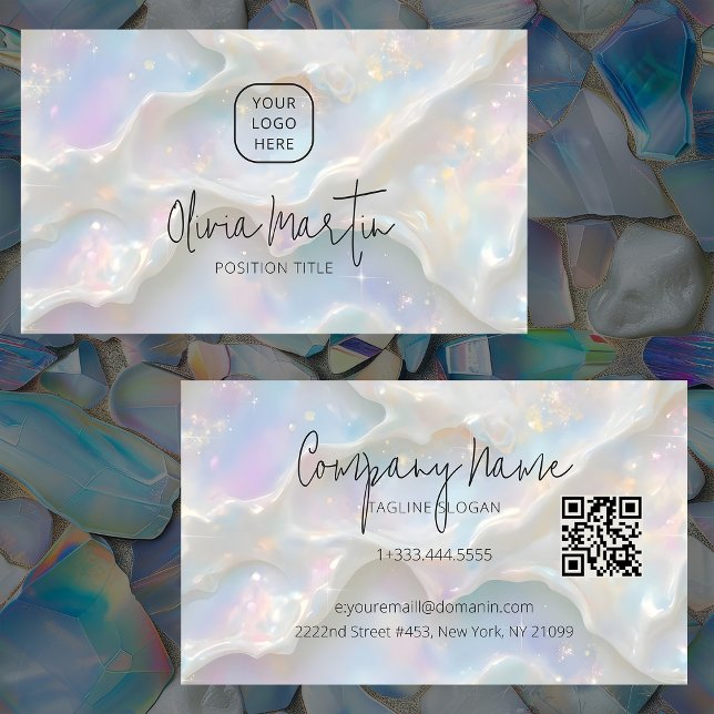 Pastel Blue Opal Aesthetic Background Visitkort (Skapare uppladdad)