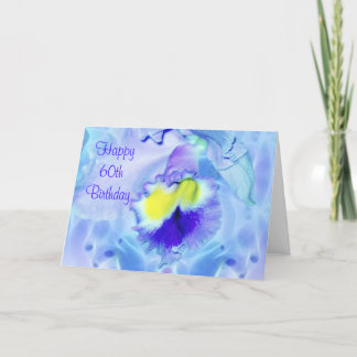 Pastel Blue Orchid Lycklig 60:e födelsedagen önske Kort