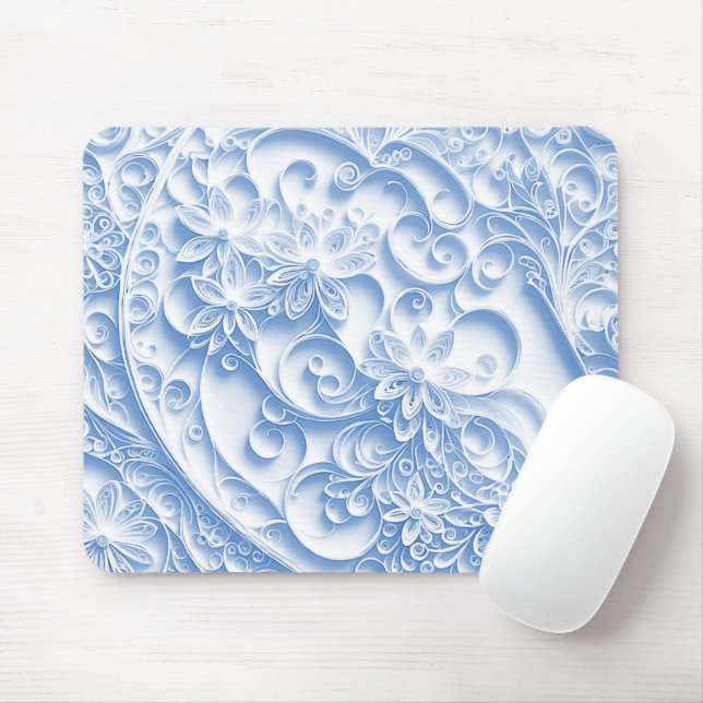 Pastel Blue Papper Quilling Mönster Musmatta (Med mus)