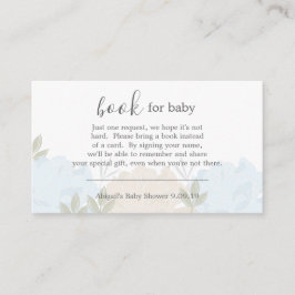 Pastel Blue Peonies Bok Request Baby Shower Tilläggskort