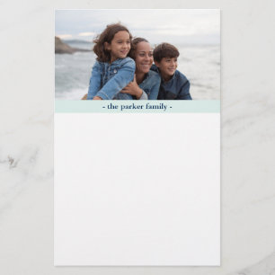 Pastel Blue Personlig Family Photo Brevpapper