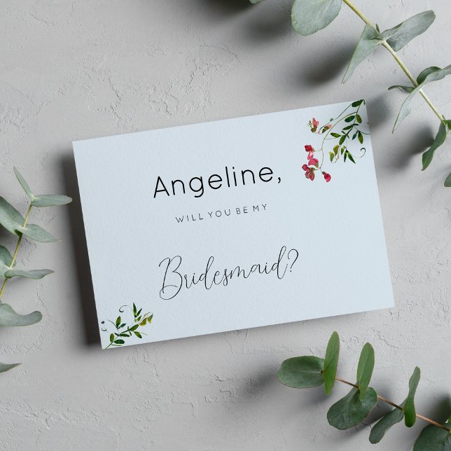 Pastel blue pink red green flowers Bridesmaid Inbjudningar (Pastel blue pink red green flowers Bridesmaid)