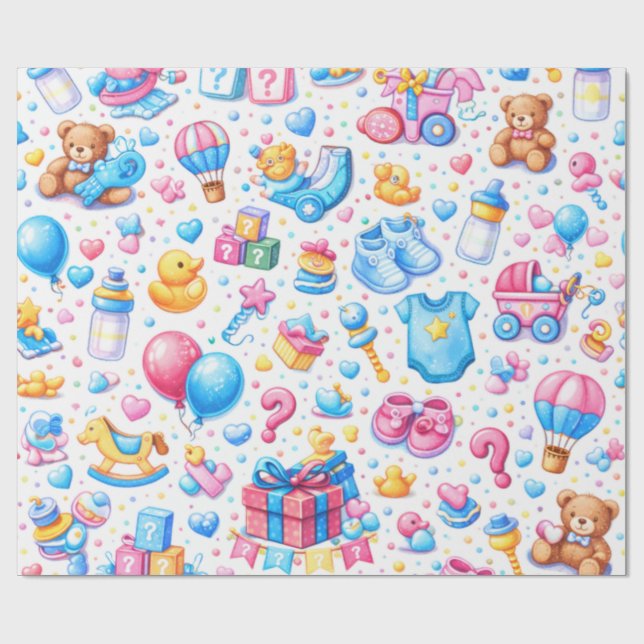 Pastel Blue Pink Toys Presentpapper (Platt)