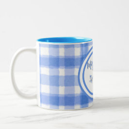 Pastel Blue Plaid Custom Två-Tonad Mugg