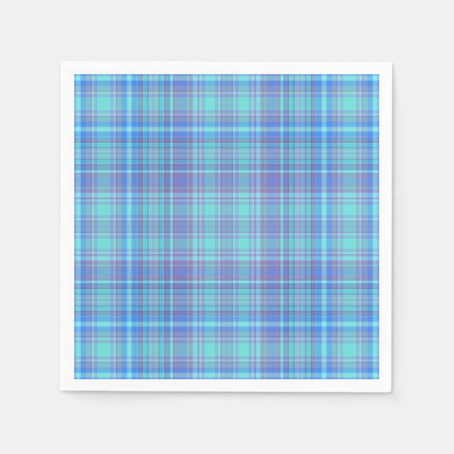 Pastel Blue Plaid Pappersservett (Framsidan)