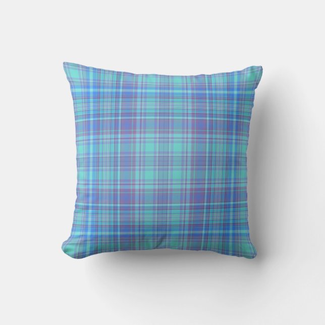 Pastel Blue Plaid Pattern Kudde (Framsida)