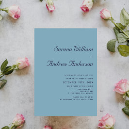 Pastel Blue Plain Modern Minimalist Bröllop Inbjudningar