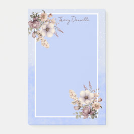 Pastel Blue Pretty Floral Custom Post-it Notes Block