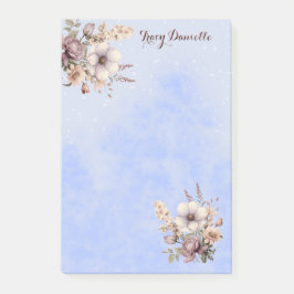 Pastel Blue Pretty Floral Custom Post-it Notes Block