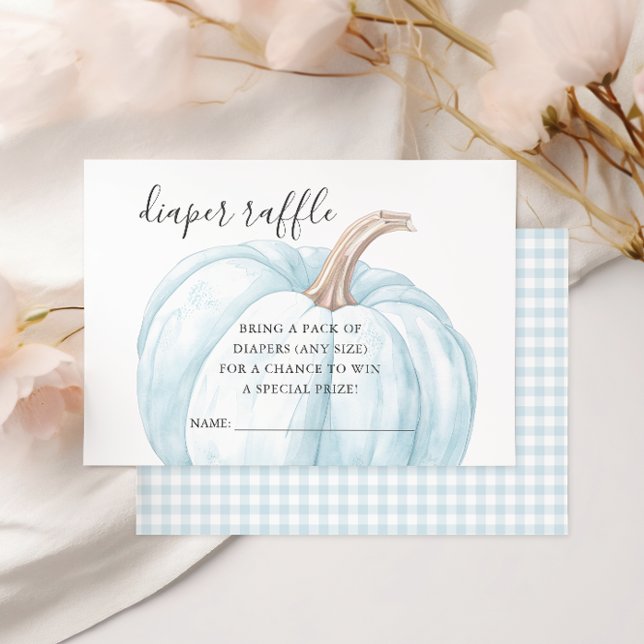 Pastel Blue Pumpkin Baby Shower Raffle Card OSA Kort (Skapare uppladdad)