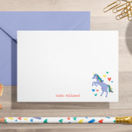 Pastel Blue Rainbow Unicorn Kids Personal Note Tack Kort