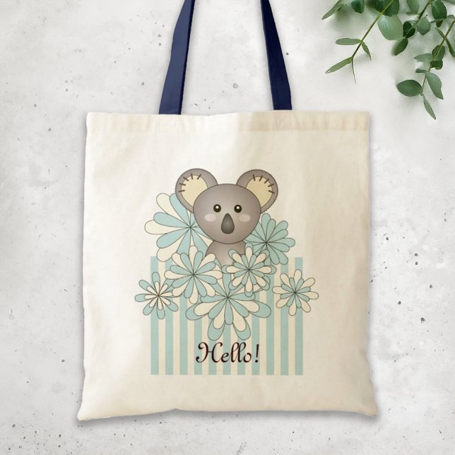 Pastel Blue Rand Cute Baby Koala Anpassningsbar Tygkasse (Skapare uppladdad)