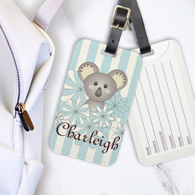 Pastel Blue Rand Cute Baby Koala Kids Bagagebricka (Skapare uppladdad)