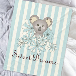 Pastel Blue Rand Cute Baby Koala Kids Fleecefilt