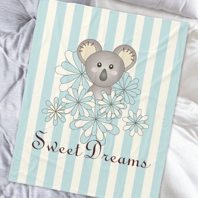 Pastel Blue Rand Cute Baby Koala Kids Fleecefilt (Skapare uppladdad)