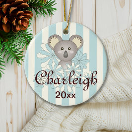 Pastel Blue Rand Cute Baby Koala Kids jul Julgransprydnad Keramik