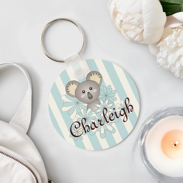 Pastel Blue Rand Cute Baby Koala Kids Nyckelring (Skapare uppladdad)