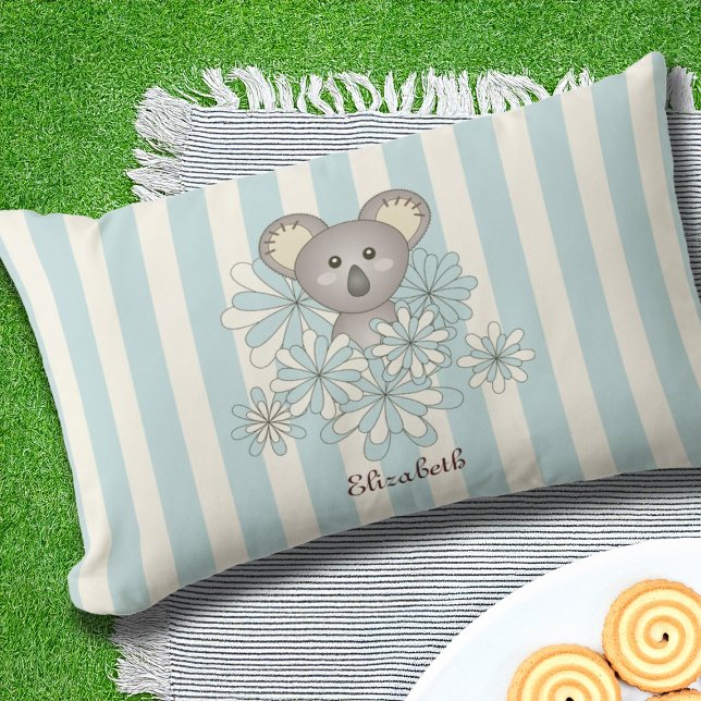 Pastel Blue Rand Cute Koala Bear Kids utomhus Lumbarkudde (Skapare uppladdad)