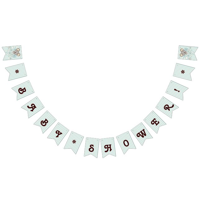 Pastel Blue Rand Cute Koala Boy Shower Vimplar (Alla)