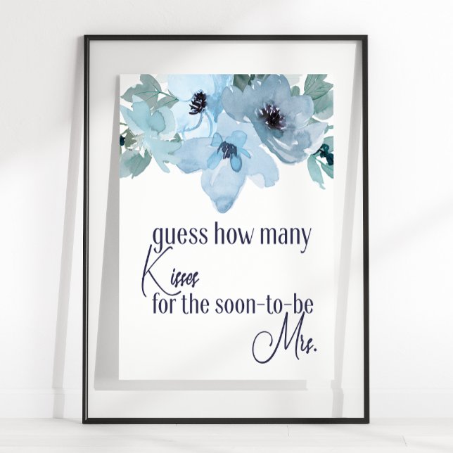 Pastel Blue Ro Blommigt anger hur många Kisses-spe Poster (Skapare uppladdad)