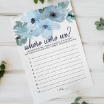 Pastel Blue Ro Blommigt Game där vi var<br><div class="desc">Var var vi i möhippan? Pastellblå vattenfärgssamling för blommigt av handmålad vild ro. Matchande objekt för att slutföra din händelsesamling finns i vårt Zazzle-arkiv!</div>