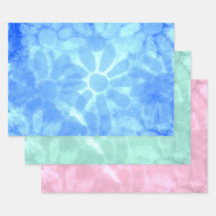 Pastel Blue Rosa Grönt Tie-Dye Flowers Decoupage