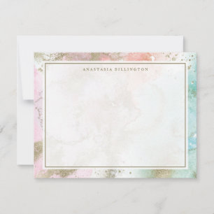 Pastel Blue Rosa Guld Abstrakt Stardust Anteckningskort