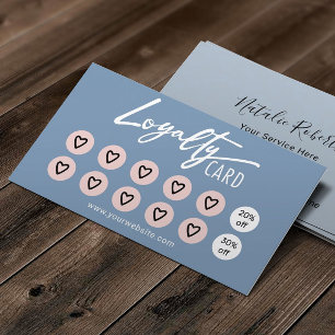 Pastel Blue & Rosa Hearts Beauty Salon Spa Loyalty Lojalitetskort
