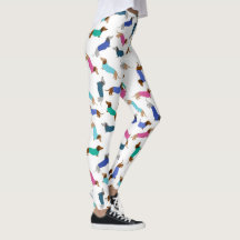 Pastel Blue Rosa Teal Dachshund Leggings