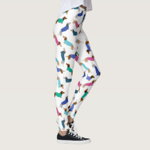 Pastel Blue Rosa Teal Dachshund Leggings