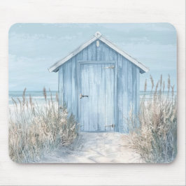 PASTEL BLUE SEASIDE BEACH HUT BY THE OCEAN MUSMATTA