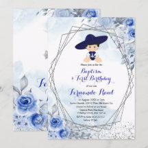 Pastel Blue Silver Fiesta Boy Baptism Birthday