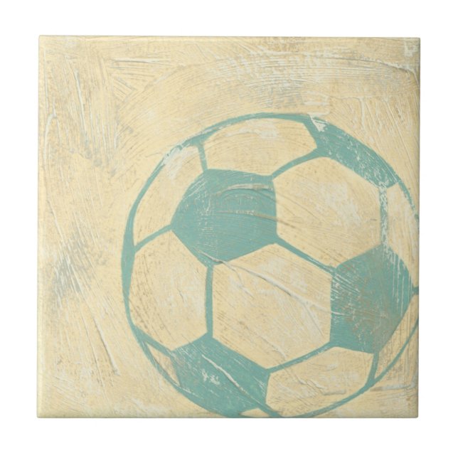 Pastel Blue Soccer Ball by Chariklia Zarris Kakelplatta (Framsidan)