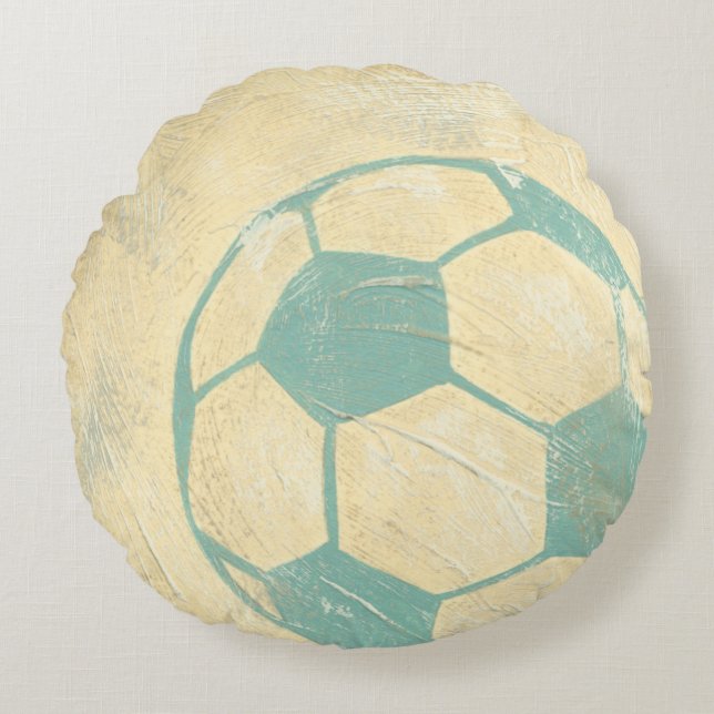 Pastel Blue Soccer Ball by Chariklia Zarris Rund Kudde (Framsidan)