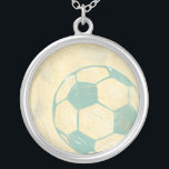 Pastel Blue Soccer Ball by Chariklia Zarris Silverpläterat Halsband<br><div class="desc">Visa kärlek om världshälsan med den underbara utskriften av en fotboll av Chariklia Zarris. Pastellblått och skugga ge biet känner rörelse,  som om boll bara sparkades och det rullar förbi. Köp en kopia idag och häng den i ditt hem!</div>