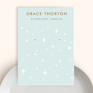Pastel Blue Spiritual Boho Stars Earring Display Visitkort