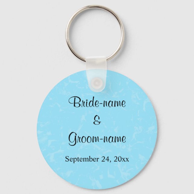 Pastel Blue Subtle Abstrakt Background Bröllop Nyckelring (Framsida)