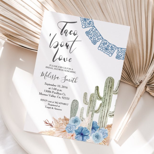 Pastel Blue Taco 'bout Love Bridal Shower Floral Inbjudningar (Skapare uppladdad)