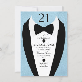 Pastel Blue Tuxedo Manar 21:a födelsedagen Party I Inbjudningar