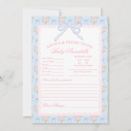 Pastel Blue Vintage Fancy Floral Baby Advice Card Inbjudningar