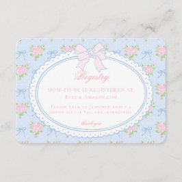 Pastel Blue Vintage Fancy Floral Baby Registry Tilläggskort