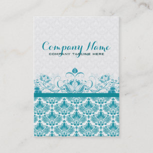 Pastel Blue Vintage Orante Blommigt Damasks Mönste Visitkort