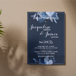 Pastel Blue Watercolor Floral Greenery Wedding  Inbjudningar