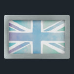 Pastel Blue Watercolor Union Jack Flagga<br><div class="desc">Union Jack flagga i pastellblått och blekt lila vattenfärg.</div>