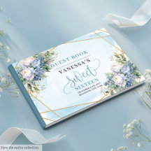 Pastel Blue White Peonies Sweet sixteen