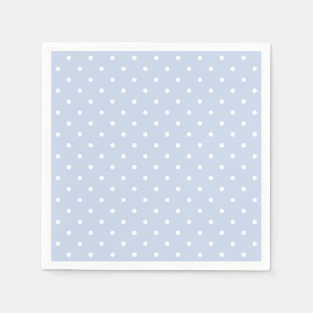 Pastel Blue White Polka Dot Mönster Pappersservett (Framsidan)